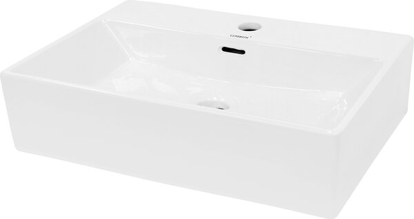 LuxeBath Lavabo Lavabo da appoggio Square, 51,5x36x13 cm, bianco, Vetroceramica