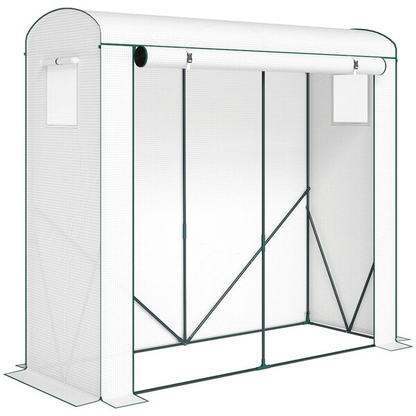 Outsunny Serra in telo con finestre a rete e porta avvolgibile, 200x75x188 cm, bianco | Aosom Italy