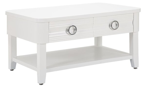 Tavolino da Caffè 90x47x60 cm in Legno MDF e Metallo Bianco