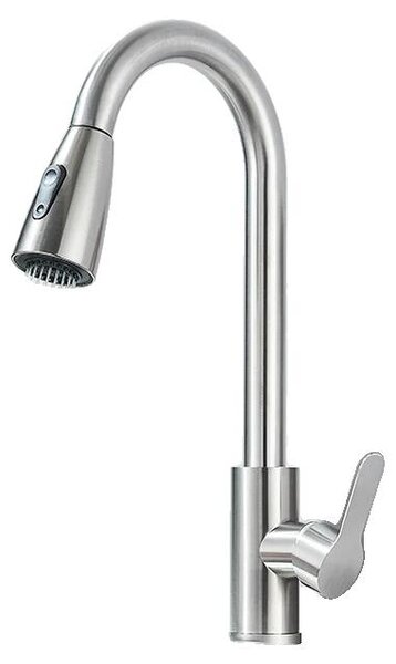 Rubinetto da cucina, doccetta estraibile, monocomando, nichel spazzolato