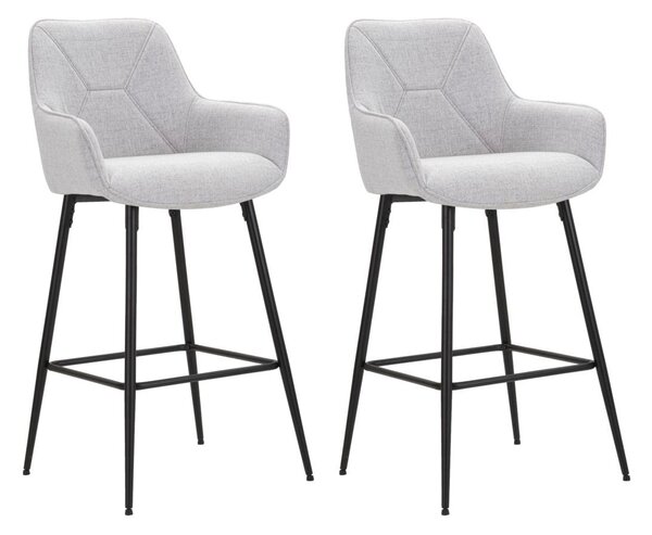 Set 2 Sgabelli Bar 55x109x55 cm in Tessuto Grigio/Nero