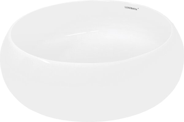 LuxeBath Lavabo Lavabo da appoggio, rotondo, 40x35x15,5 cm, bianco, Vetroceramica