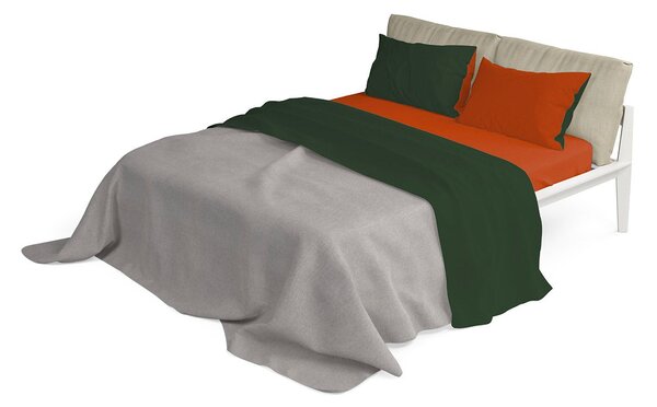 Set Lenzuola Matrimoniale Sopra Sotto e Federe Double Face Verde Oliva/Terra