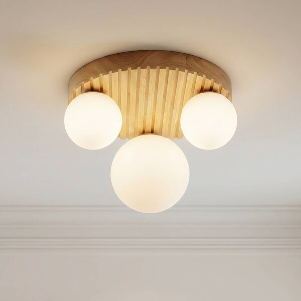 Plafoniera soffitto Mori Lindby, dimmerabile, Legno chiaro, Soggiorno / Sala da pranzo, Legno, Moderno, Plafoniera