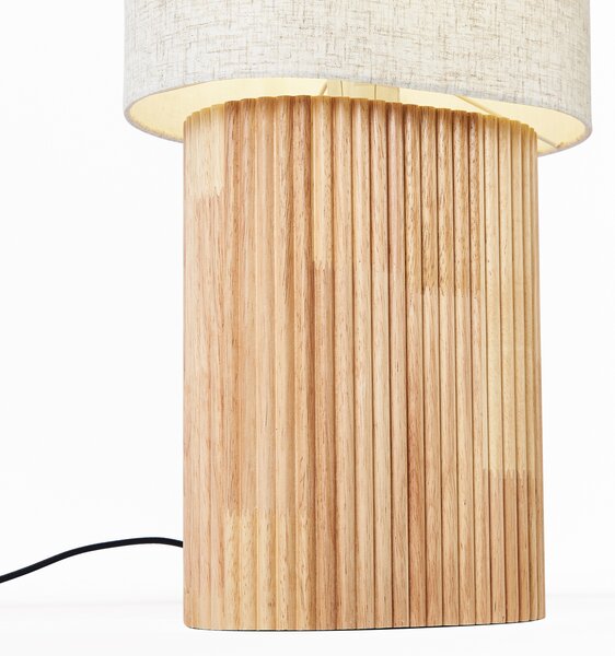 Lampada da terra Japandi in legno con paralume in lino 90cm - Lamel