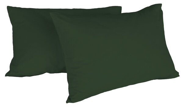 Coppia di Federe 52x82 cm in Cotone Tinta Unita Verde Oliva