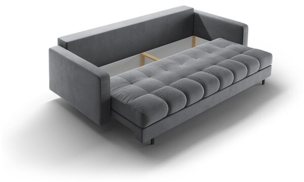 Divano grigio chiaro allungabile/con contenitore con rivestimento in velluto 222 cm Bali – Cosmopolitan Design