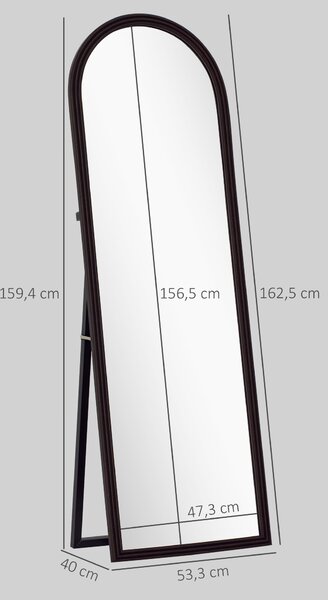 HOMCOM Specchio da terra arcuato con cornice effetto pietra, 53x163 cm, marrone | Aosom Italy