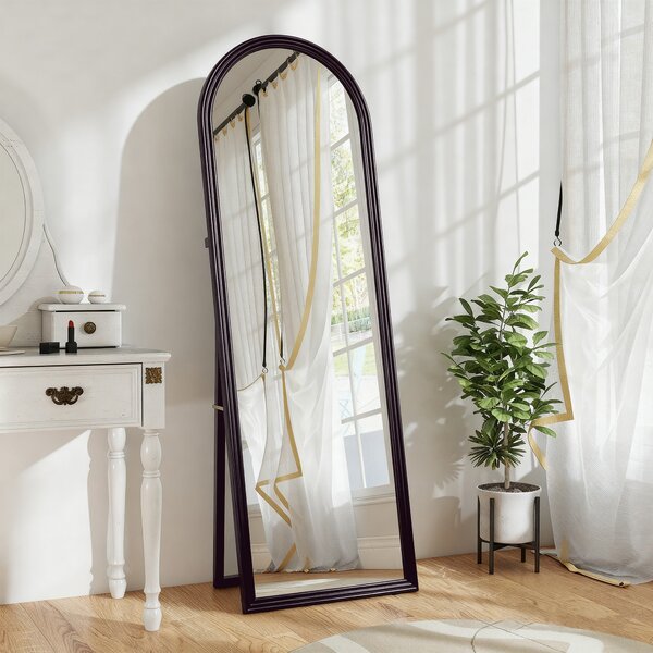 HOMCOM Specchio da terra arcuato con cornice effetto pietra, 53x163 cm, marrone | Aosom Italy