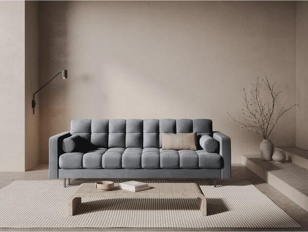 Divano grigio chiaro allungabile/con contenitore con rivestimento in velluto 222 cm Bali – Cosmopolitan Design