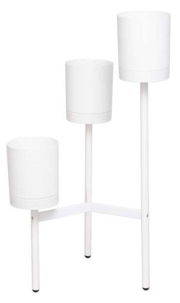 Fioriera con 3 Porta Vasi 51,5x48x91 cm in Polipropilene e Legno Bianco