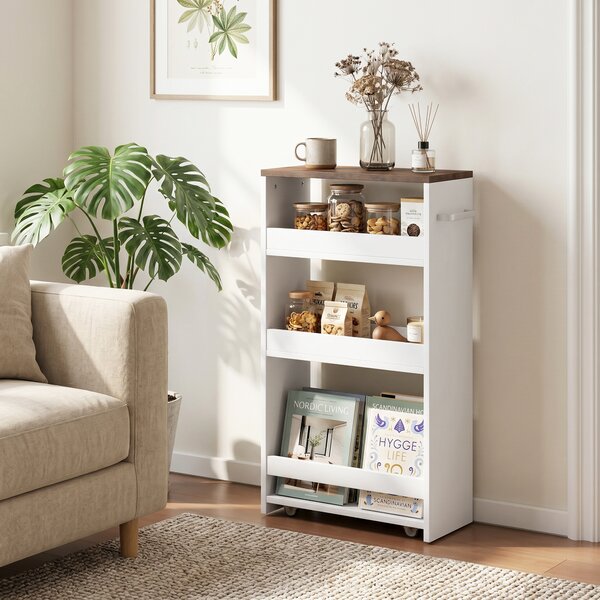 HOMCOM Carrello da cucina sottile a 3 livelli con ruote, bianco | Aosom Italy
