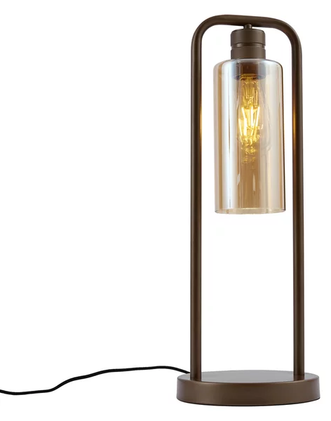 Lampada da tavolo Hotel Chic bronzo scuro con vetro ambrato - Stavelot