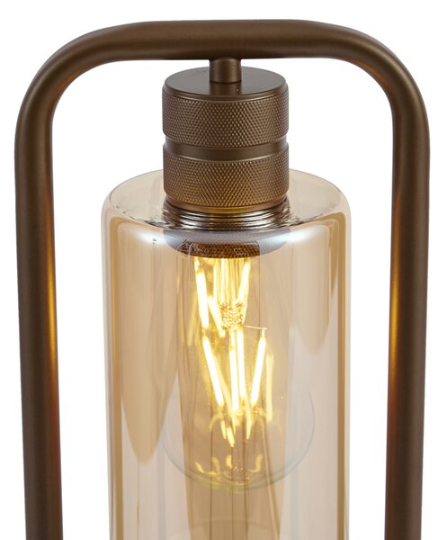 Lampada da tavolo Hotel Chic bronzo scuro con vetro ambrato - Stavelot