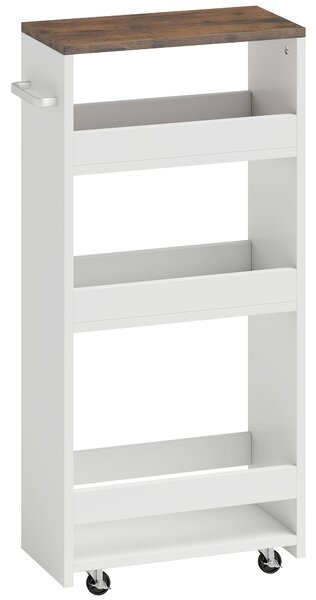 HOMCOM Carrello da cucina sottile a 3 livelli con ruote, bianco | Aosom Italy