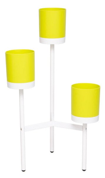 Fioriera con 3 Porta Vasi 51,5x48x91 cm in Polipropilene e Legno Lime