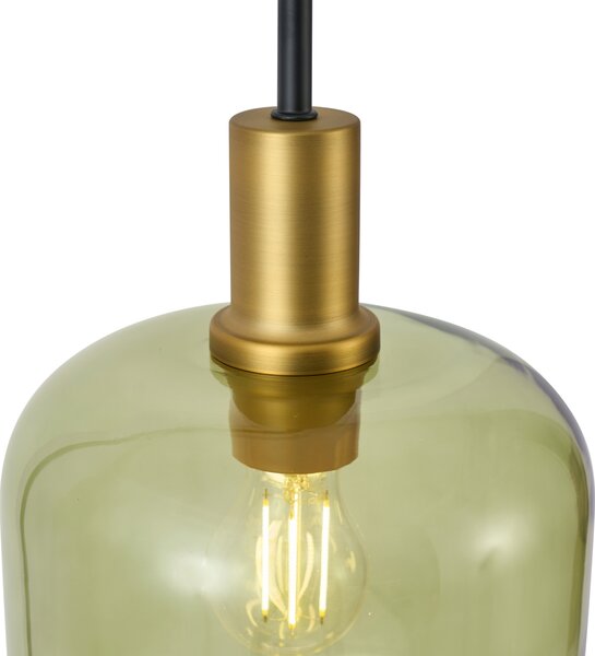 Lampada da terra Hotel Chic nera e oro con vetro verde - Zuzanna