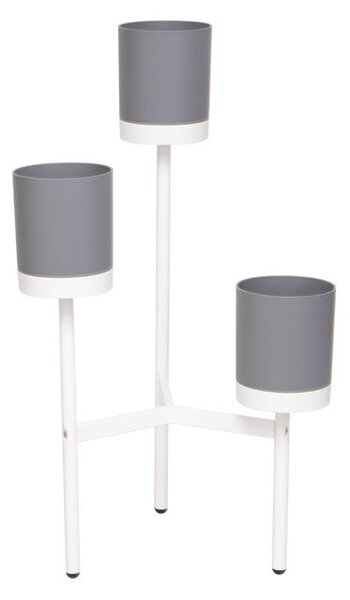 Fioriera con 3 Porta Vasi 51,5x48x91 cm in Polipropilene e Legno Grigio