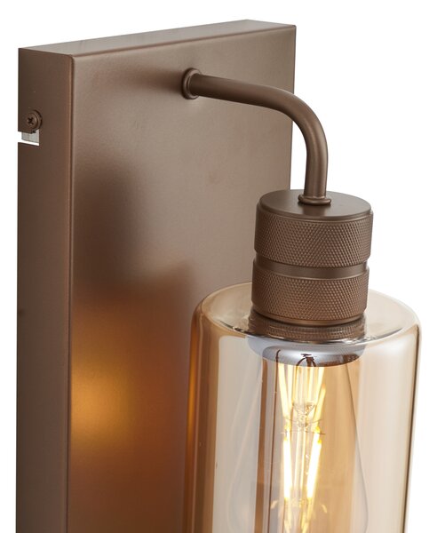 Applique Hotel Chic bronzo scuro con vetro ambrato - Stavelot