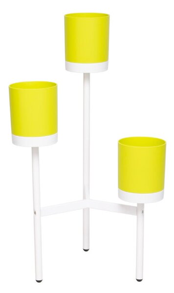 Fioriera con 3 Porta Vasi 51,5x48x91 cm in Polipropilene e Legno Lime
