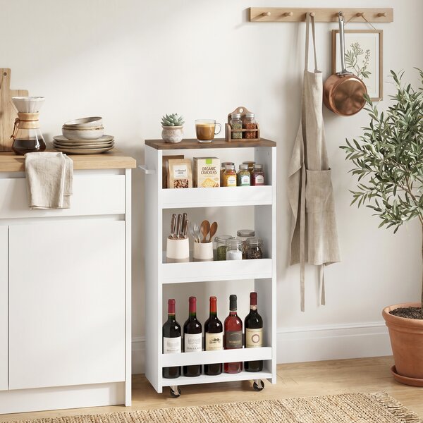 HOMCOM Carrello da cucina sottile a 3 livelli con ruote, bianco | Aosom Italy