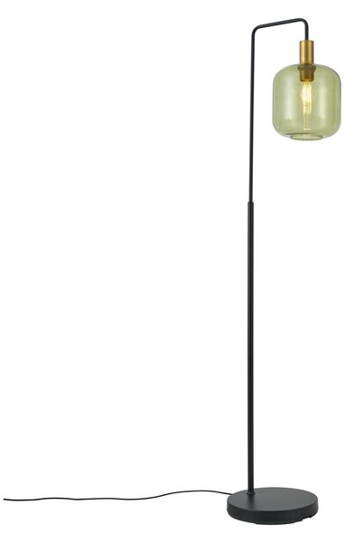 Lampada da terra Hotel Chic nera e oro con vetro verde - Zuzanna