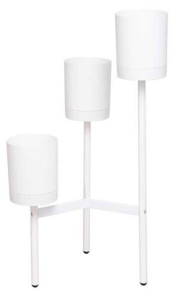 Fioriera con 3 Porta Vasi 51,5x48x91 cm in Polipropilene e Legno Bianco