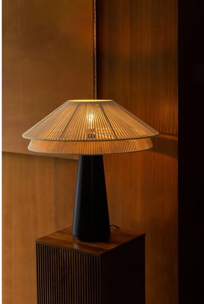 Lampada da tavolo bianca e nera con paralume in tessuto (altezza 62 cm) Elon - Dutchbone