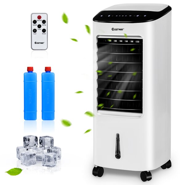Costway Raffreddatore ad aria 4 in 1 con ventilatore e umidificatore, Ventilatore portatile con telecomando e schermo LED
