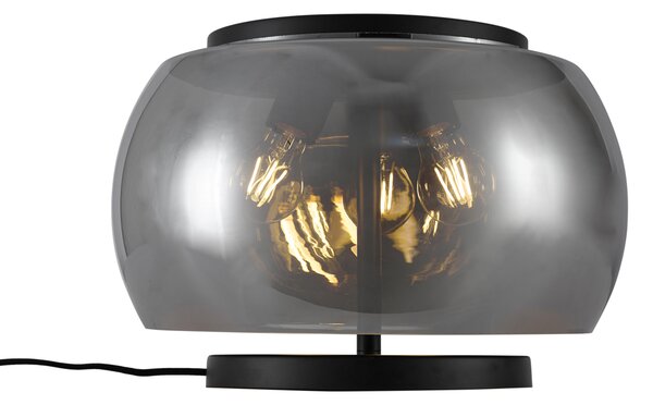 Lampada da tavolo di design nera con vetro fumé a 3 luci - Bino