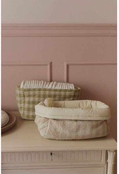 Cesta per giochi da bambino verde chiaro in tessuto 30x20x20 cm Swan Matcha – Lorena Canals