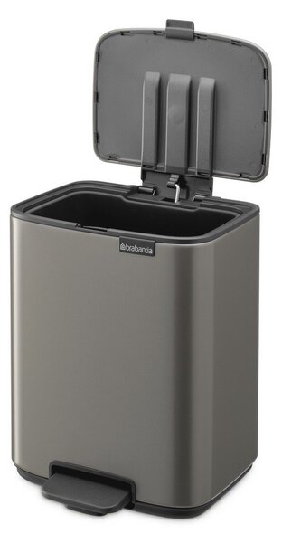 Cestino per la spazzatura grigio in acciaio con pedale 7 l Bo – Brabantia