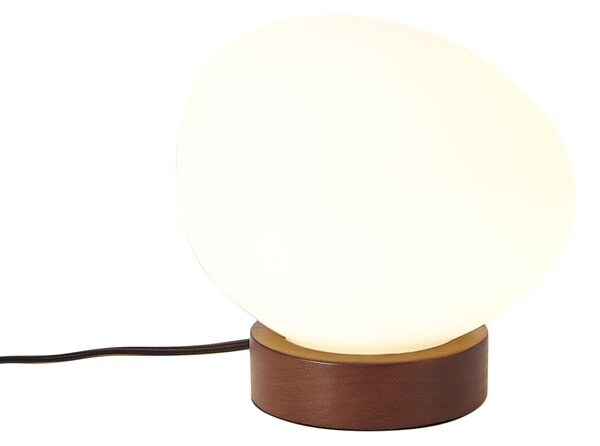 Lampada da tavolo Japandi in legno con vetro opale - Sally