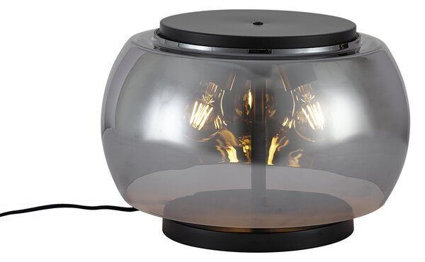 Lampada da tavolo di design nera con vetro fumé a 3 luci - Bino