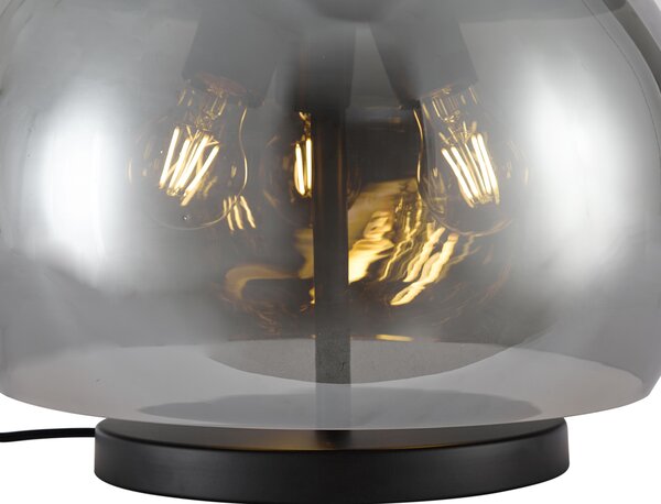 Lampada da tavolo di design nera con vetro fumé a 3 luci - Bino