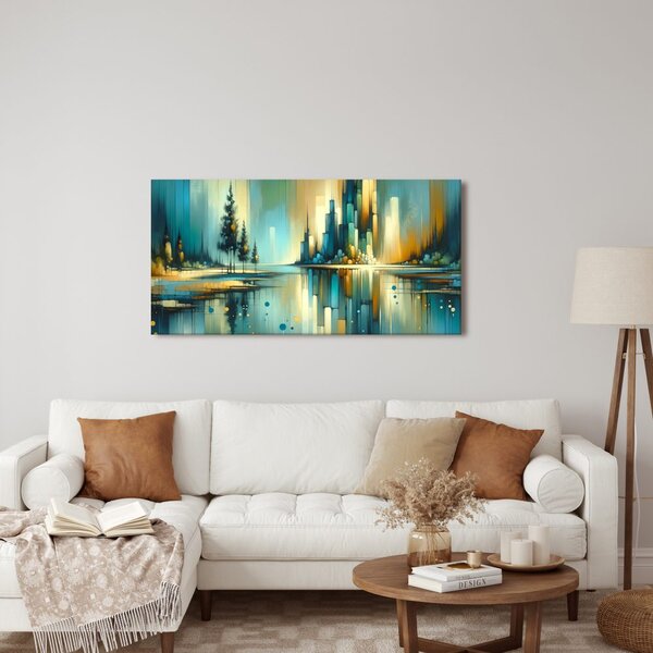 Quadro su tela – Panorama moderno con lago