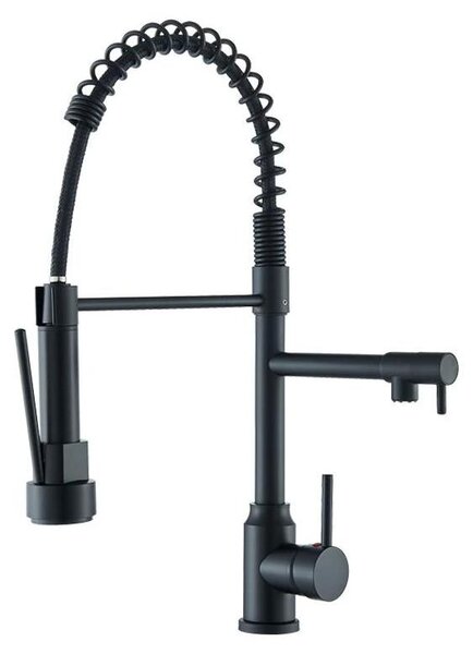 Rubinetto da cucina, ugello spray estraibile, design a incasso, nero