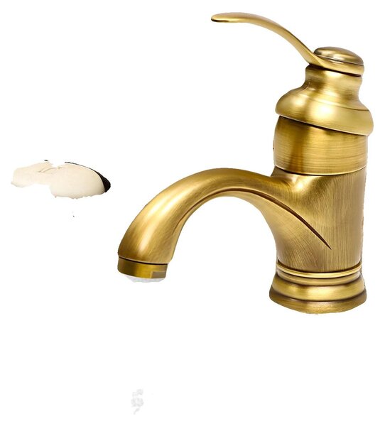 Rubinetto per lavabo, struttura in ottone, doppio flusso acqua calda e fredda, ottone anticato, G1/2-a