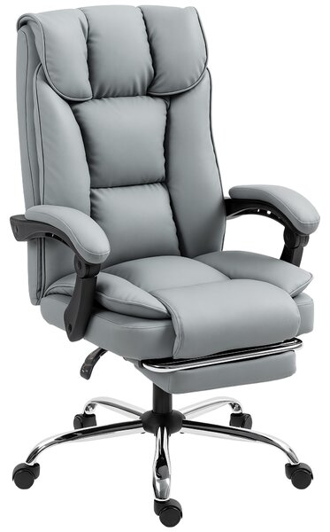 HOMCOM Sedia da ufficio ergonomica, reclinabile e girevole con poggiapiedi, grigio | Aosom Italy