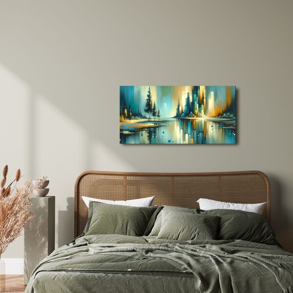 Quadro su tela – Panorama moderno con lago