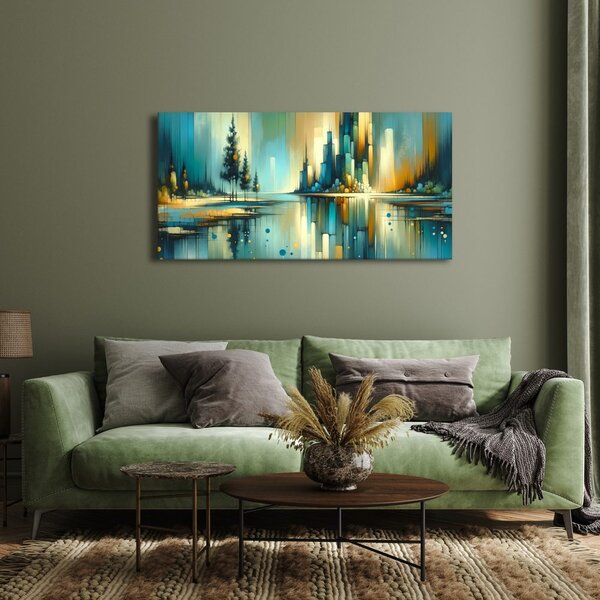 Quadro su tela – Panorama moderno con lago