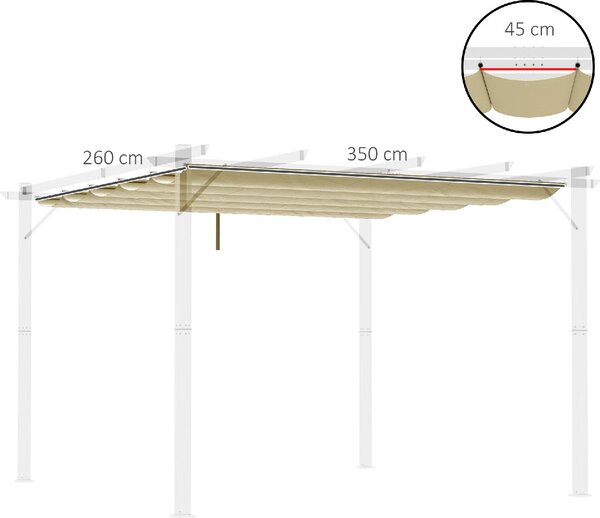 VivaGarden Copertura Pergola 4x3 m in Poliestere Traspirante Beige con 10 Fori di Drenaggio