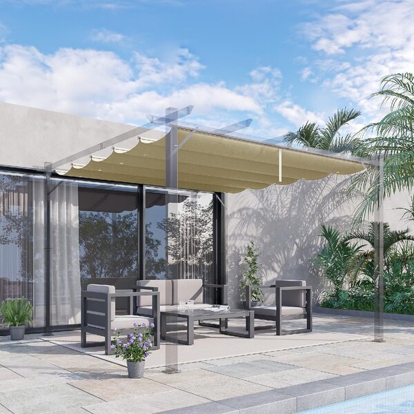 VivaGarden Copertura Pergola 4x3 m in Poliestere Traspirante Beige con 10 Fori di Drenaggio