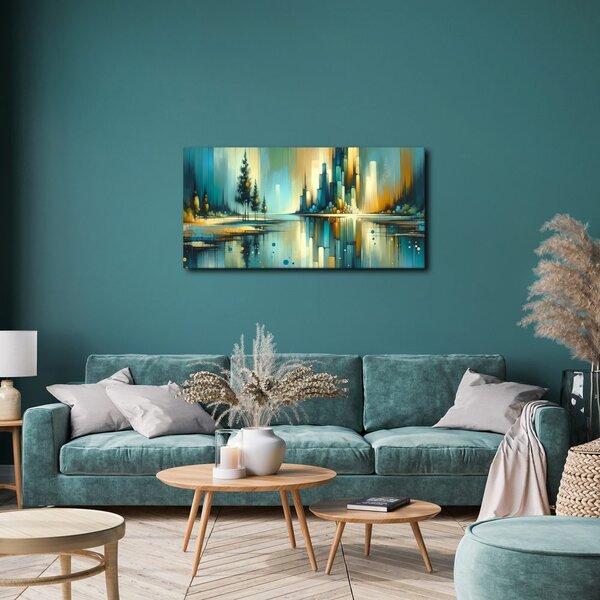 Quadro su tela – Panorama moderno con lago