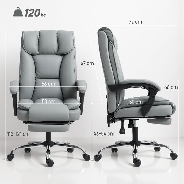 HOMCOM Sedia da ufficio ergonomica, reclinabile e girevole con poggiapiedi, grigio | Aosom Italy