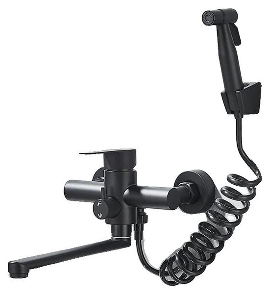 Rubinetto per lavabo, montaggio a parete, comando monocomando, nero