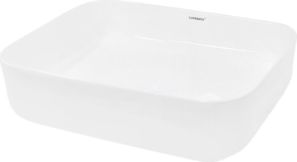 LuxeBath Lavabo Lavabo da appoggio Square, 50,5x39,5x13,5 cm, bianco, Vetroceramica