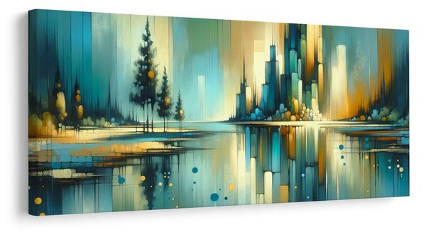 Quadro su tela – Panorama moderno con lago
