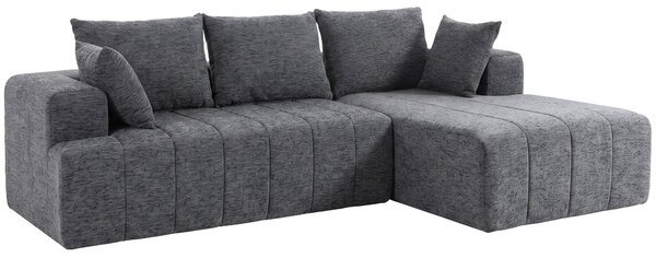 HOMCOM Divano letto angolare 3 posti in ciniglia con ottomana e molle insacchettate, grigio | Aosom Italy