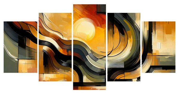 Quadri 5 pezzi – Tramonto astratto